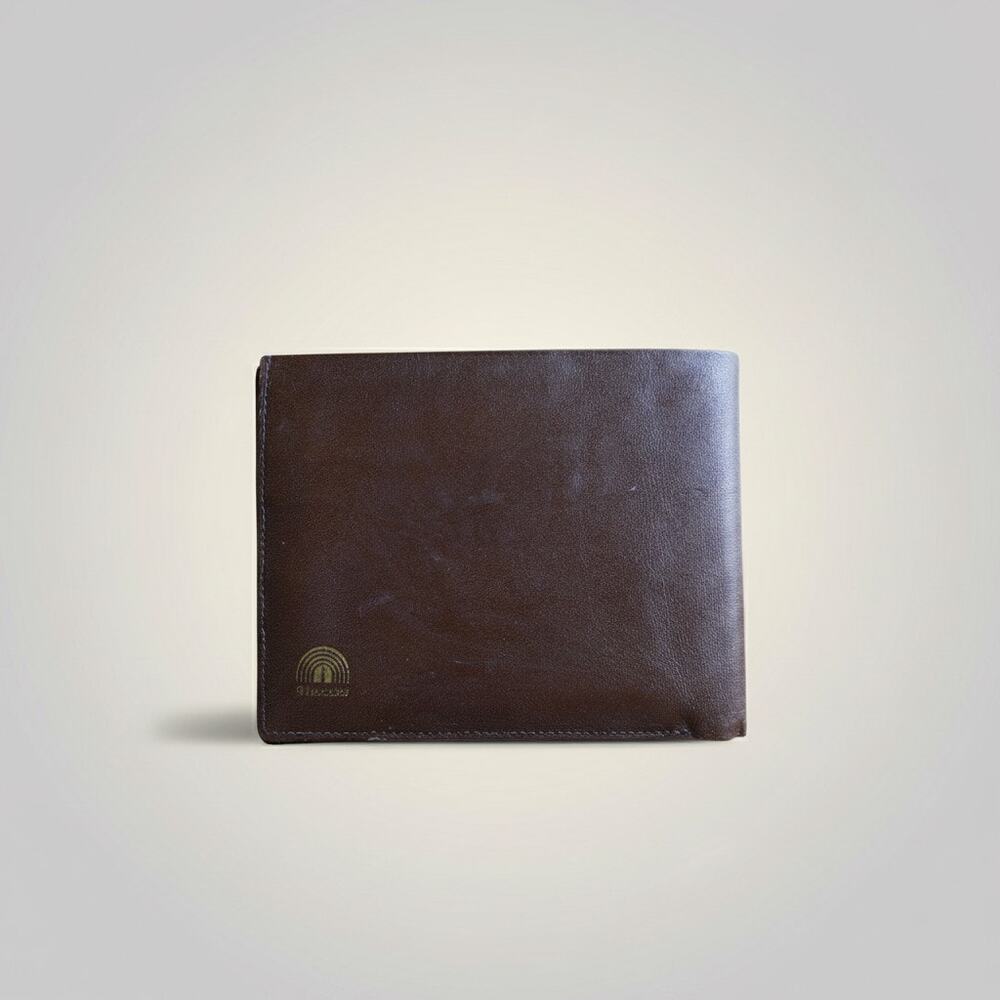 Vintage Shiregues Kip Skin Leather Wallet Cognac Brown Bifold ID Window